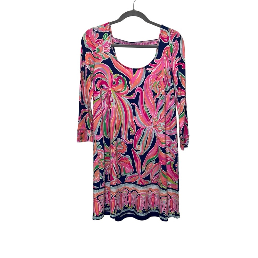 Lilly Pulitzer Emma Swing Dress Sz Small EUC Soft Stretchy 3/4 Sleeve Colorful